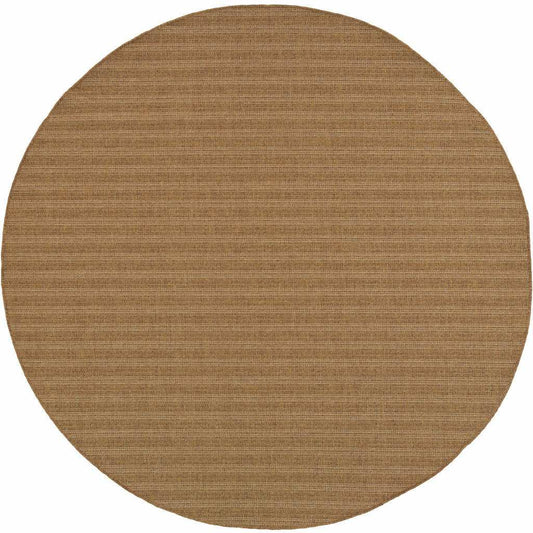 8' X 8' Tan Round Striped Stain Resistant Indoor Outdoor Area Rug - Homeroots - Flyclothing LLC
