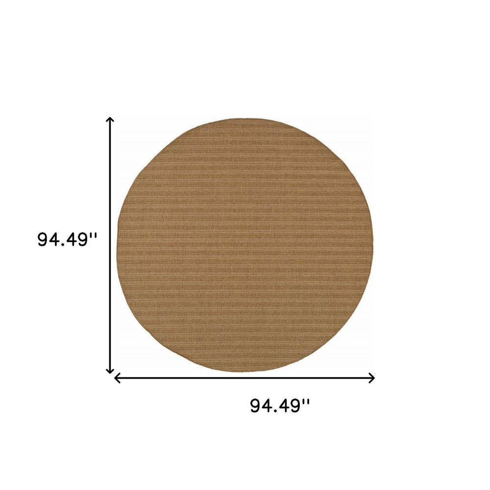 8' X 8' Tan Round Striped Stain Resistant Indoor Outdoor Area Rug - Homeroots - Flyclothing LLC