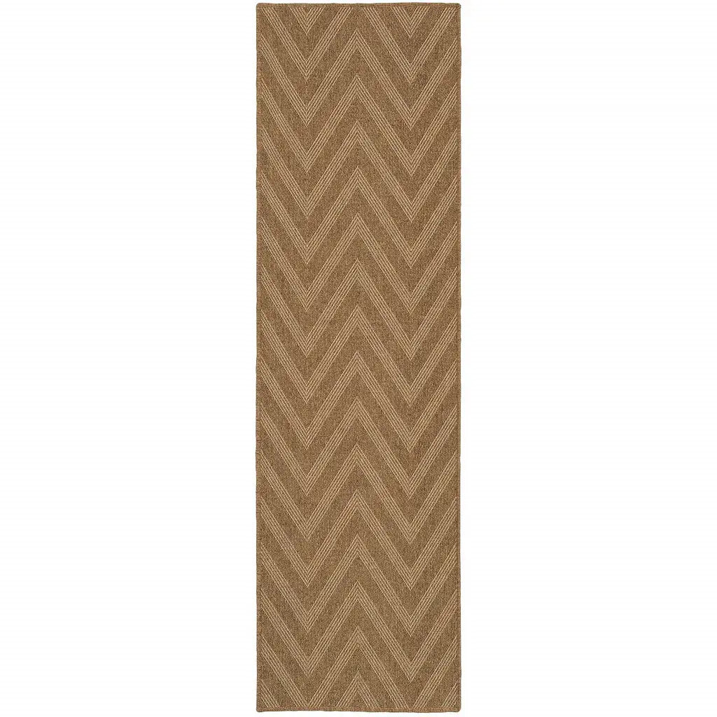 2' X 8' Tan Geometric Stain Resistant Indoor Outdoor Area Rug - Homeroots - Flyclothing LLC