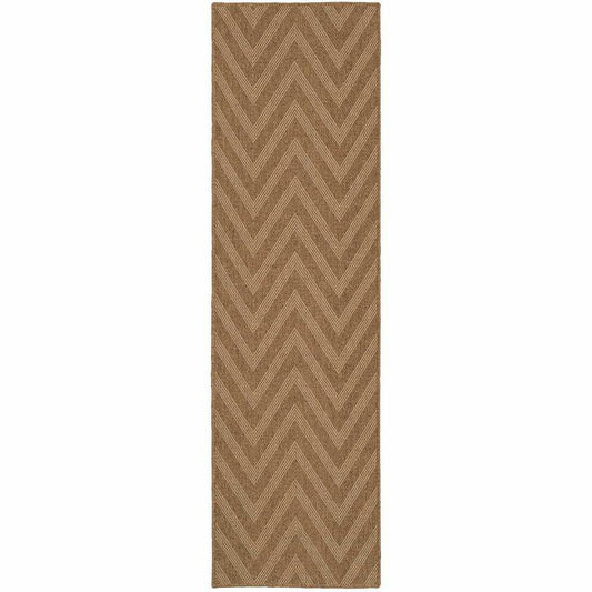 2' X 8' Tan Geometric Stain Resistant Indoor Outdoor Area Rug - Homeroots - Flyclothing LLC
