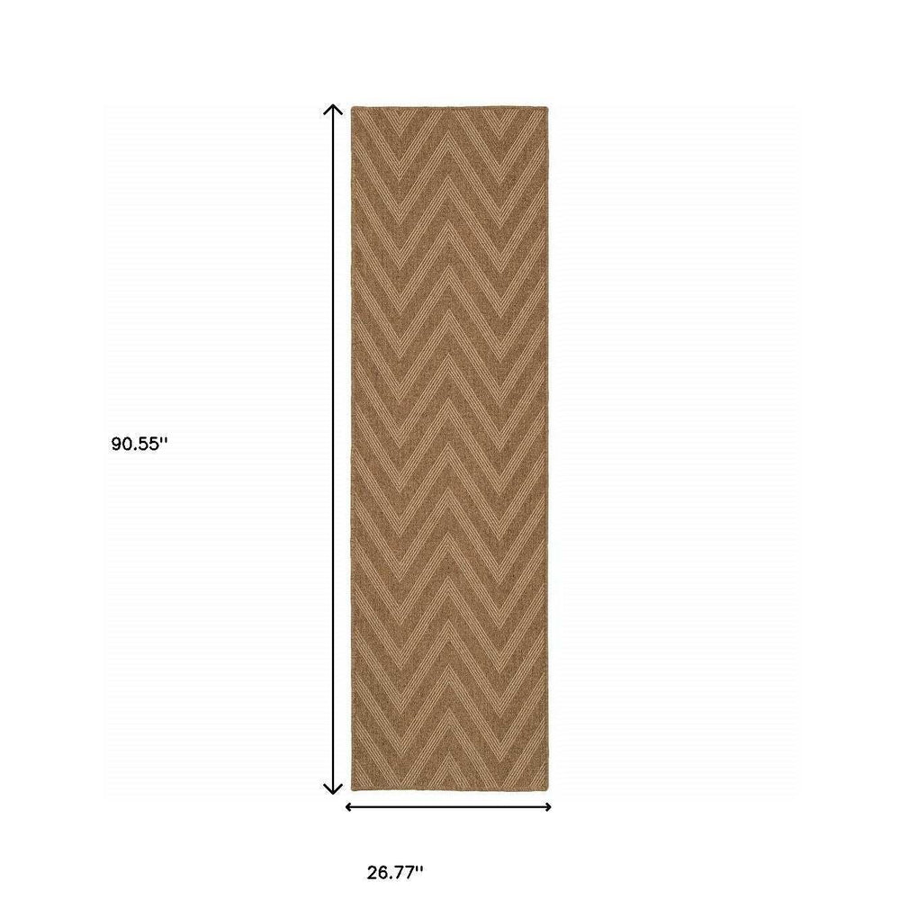 2' X 8' Tan Geometric Stain Resistant Indoor Outdoor Area Rug - Homeroots - Flyclothing LLC