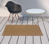 2' X 4' Tan Geometric Stain Resistant Indoor Outdoor Area Rug - Homeroots