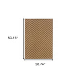 2' X 4' Tan Geometric Stain Resistant Indoor Outdoor Area Rug - Homeroots - Flyclothing LLC
