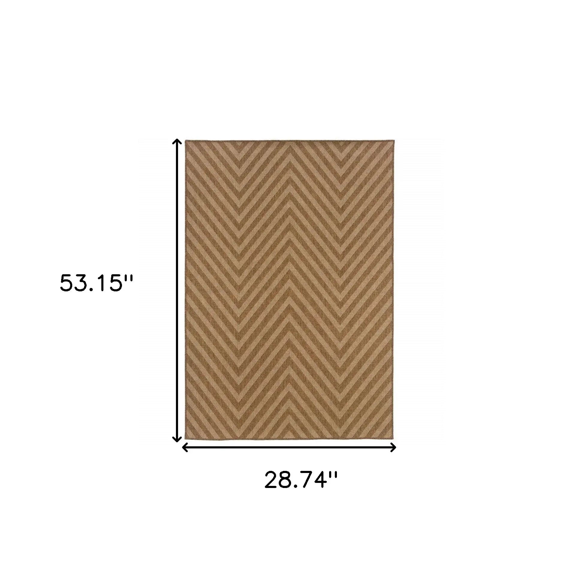 2' X 4' Tan Geometric Stain Resistant Indoor Outdoor Area Rug - Homeroots - Flyclothing LLC