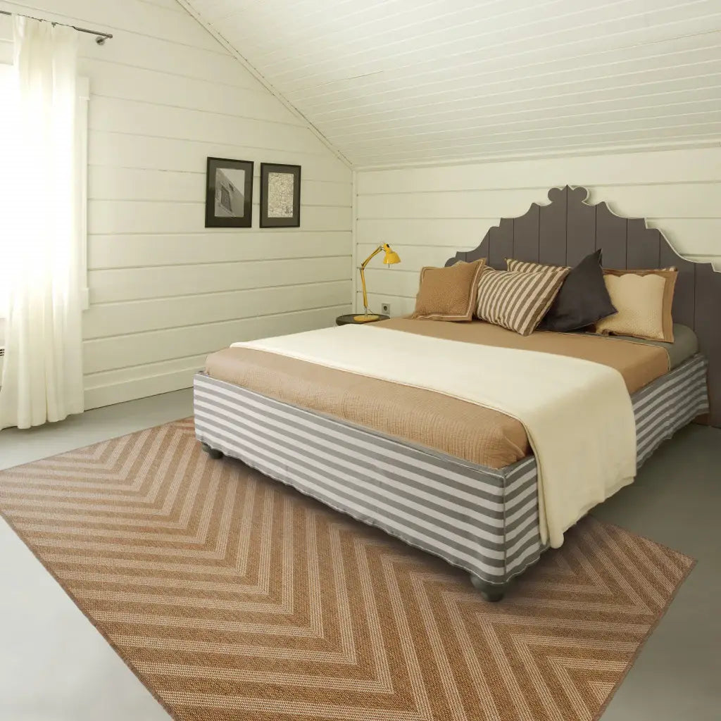 4' X 6' Tan Geometric Stain Resistant Indoor Outdoor Area Rug - Homeroots - Flyclothing LLC