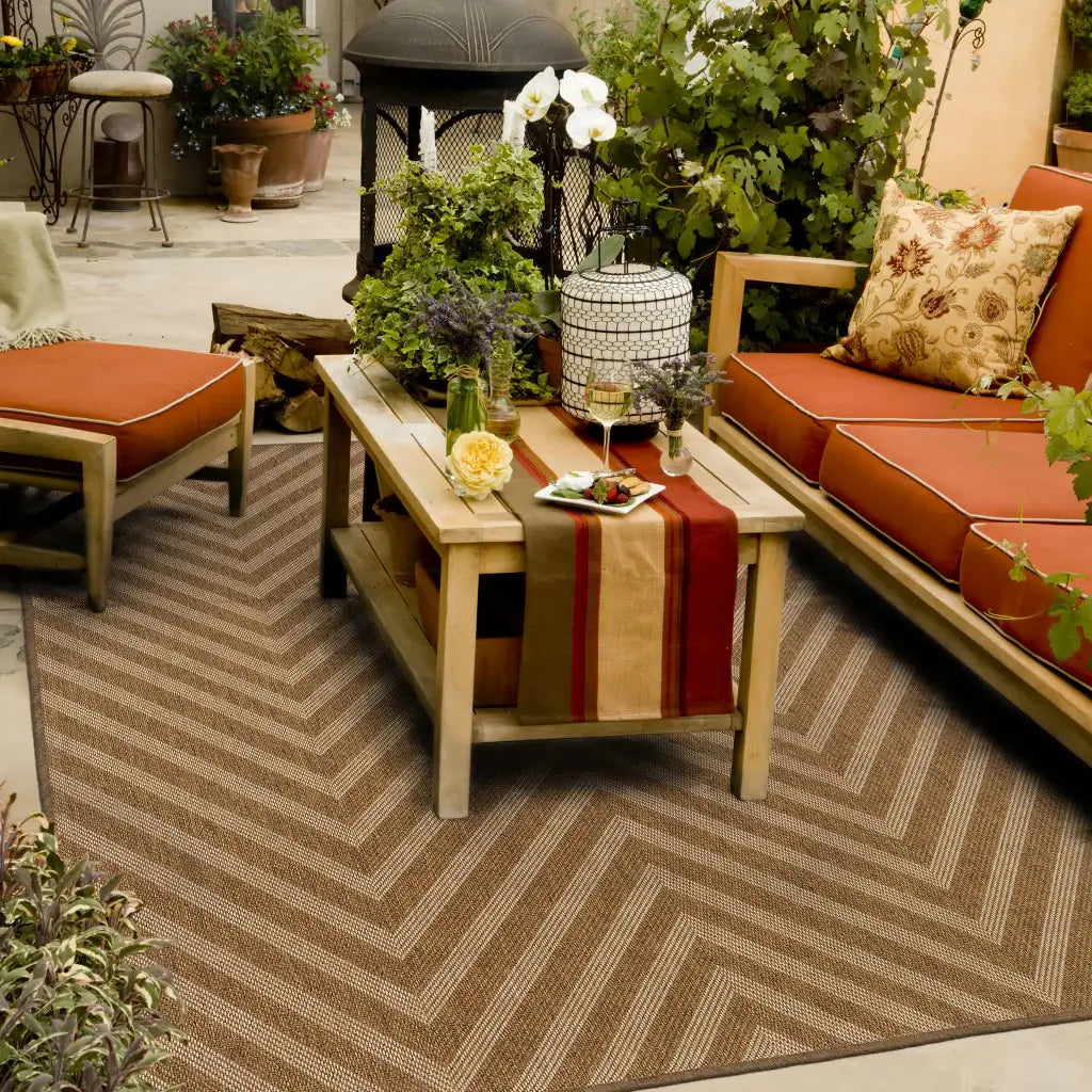 4' X 6' Tan Geometric Stain Resistant Indoor Outdoor Area Rug - Homeroots - Flyclothing LLC