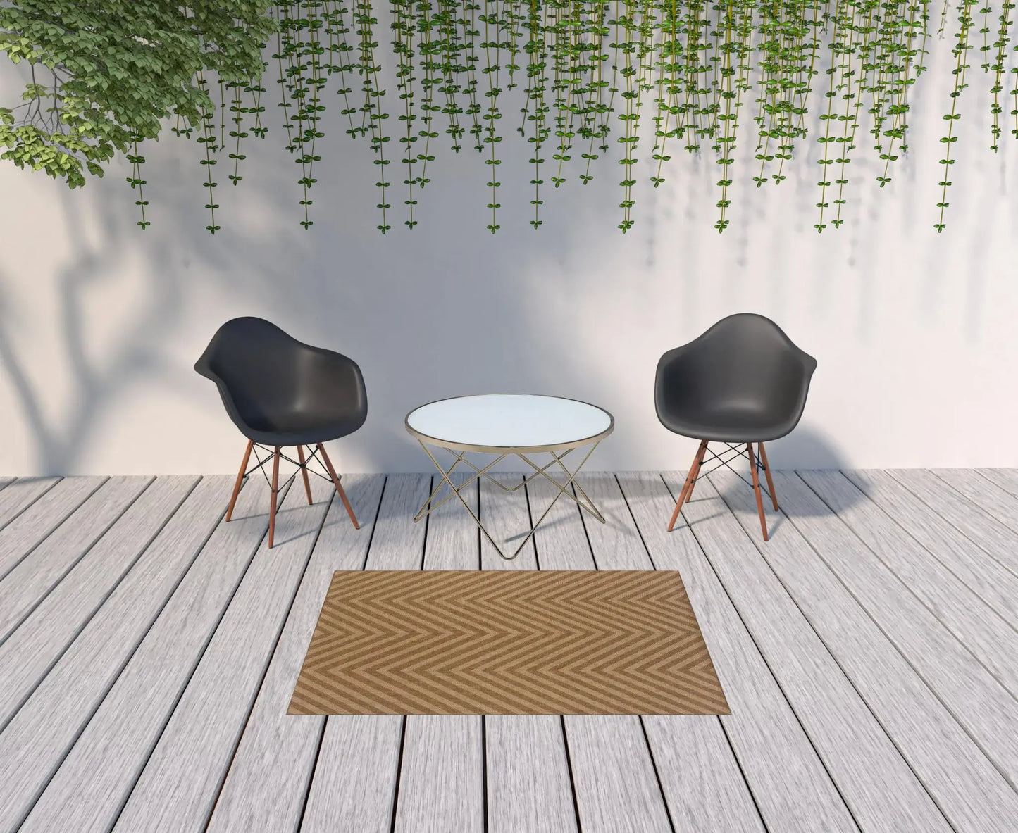 4' X 6' Tan Geometric Stain Resistant Indoor Outdoor Area Rug - Homeroots - Flyclothing LLC