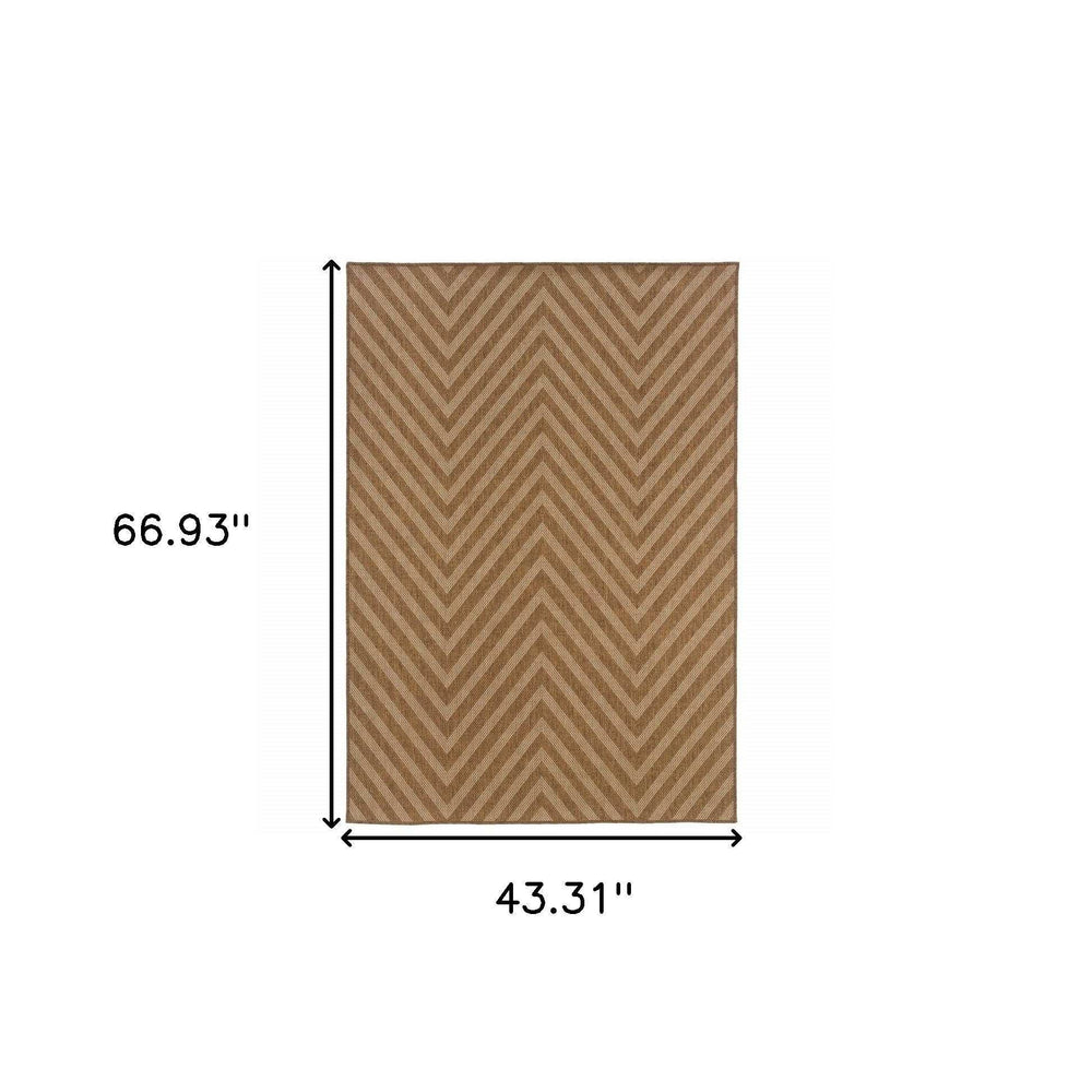 4' X 6' Tan Geometric Stain Resistant Indoor Outdoor Area Rug - Homeroots - Flyclothing LLC