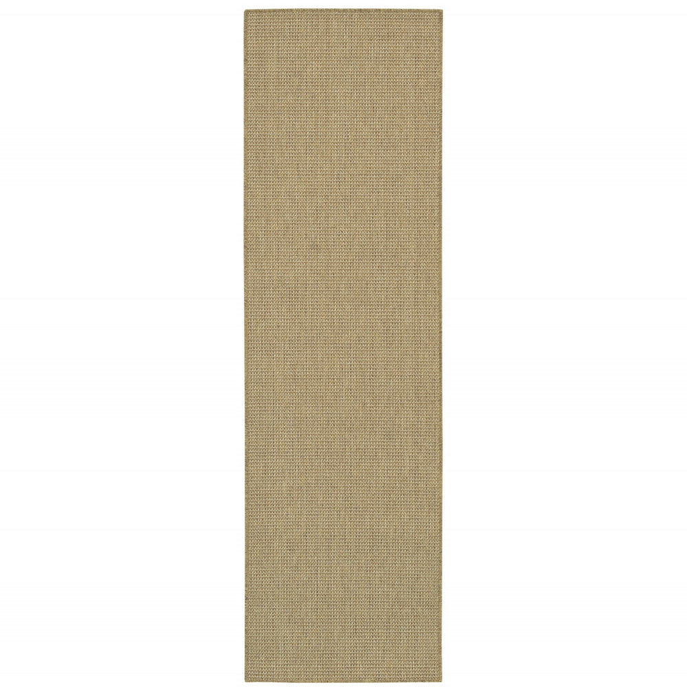 2' X 8' Beige Stain Resistant Indoor Outdoor Area Rug