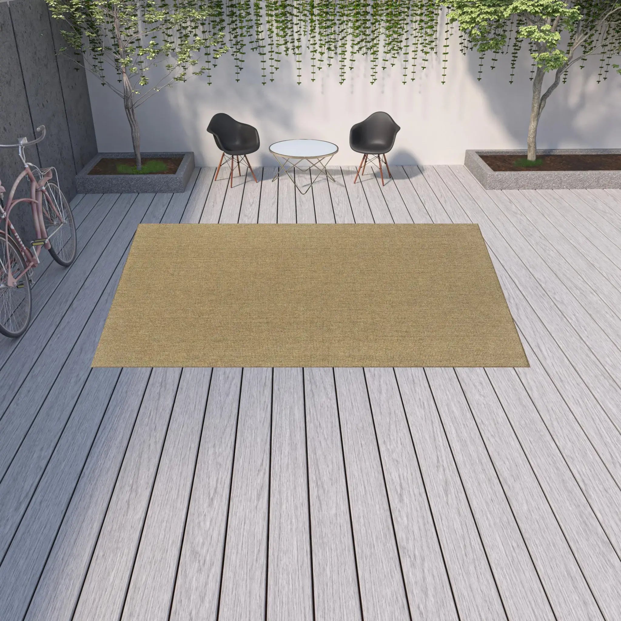9' X 13' Tan Stain Resistant Indoor Outdoor Area Rug - Homeroots - Flyclothing LLC