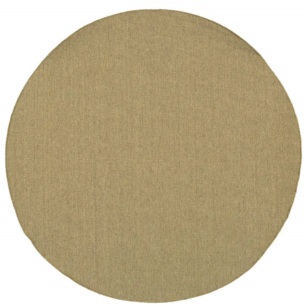 8' X 8' Tan Round Stain Resistant Indoor Outdoor Area Rug - Homeroots - Flyclothing LLC