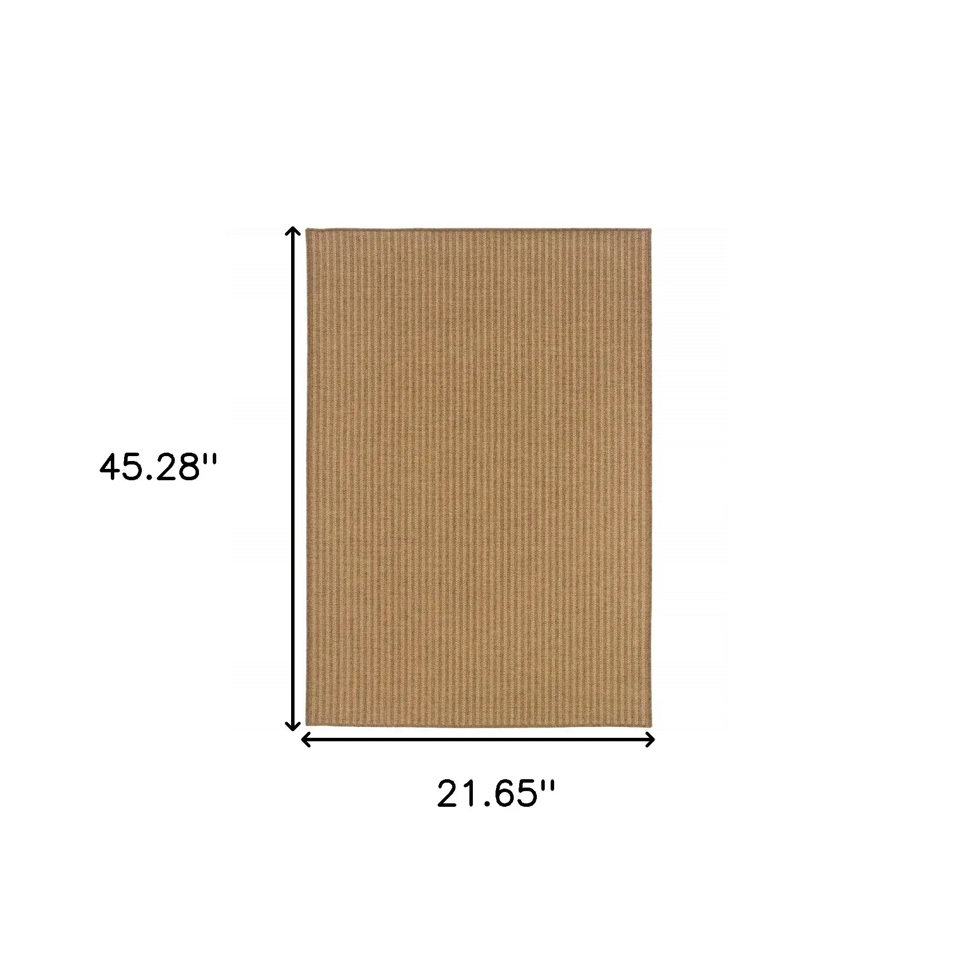 2' X 4' Tan Striped Stain Resistant Indoor Outdoor Area Rug - Homeroots - Flyclothing LLC
