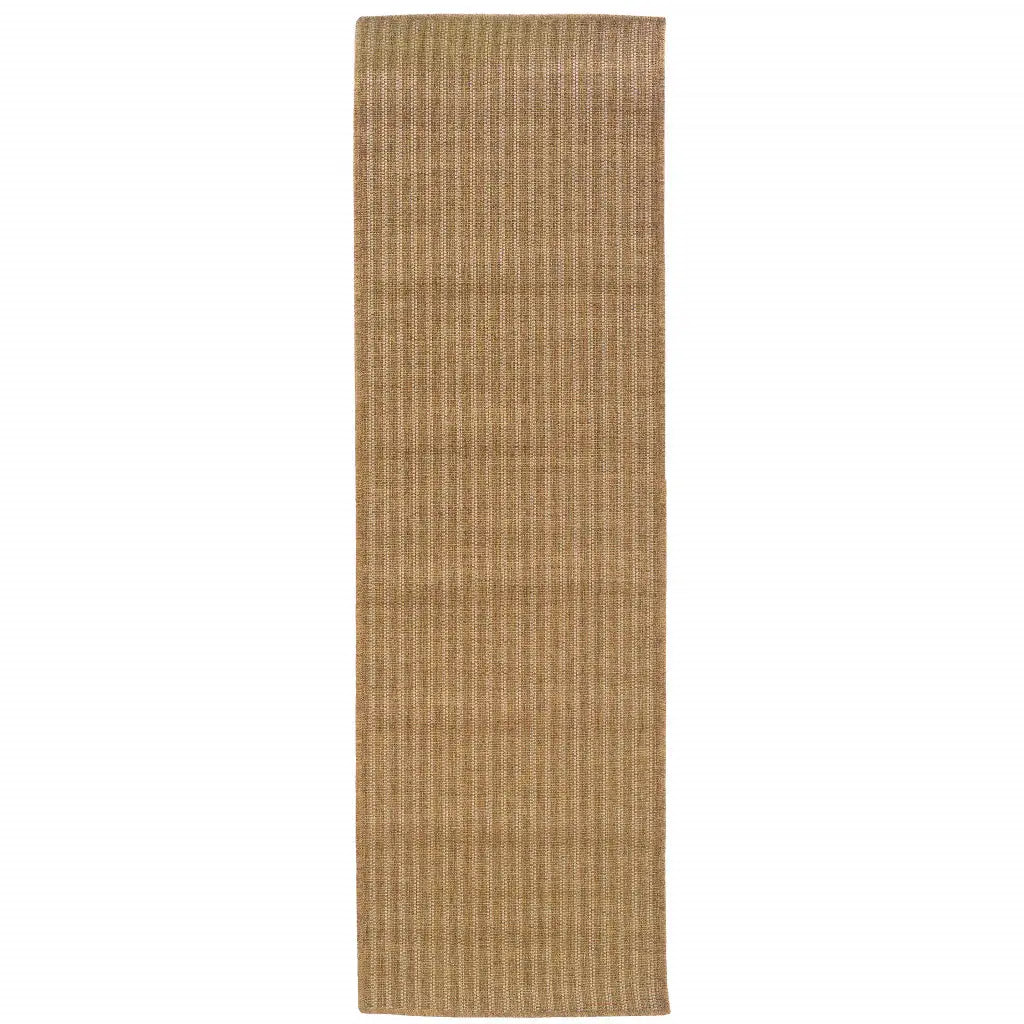 2' X 8' Tan Striped Stain Resistant Indoor Outdoor Area Rug - Homeroots - Flyclothing LLC