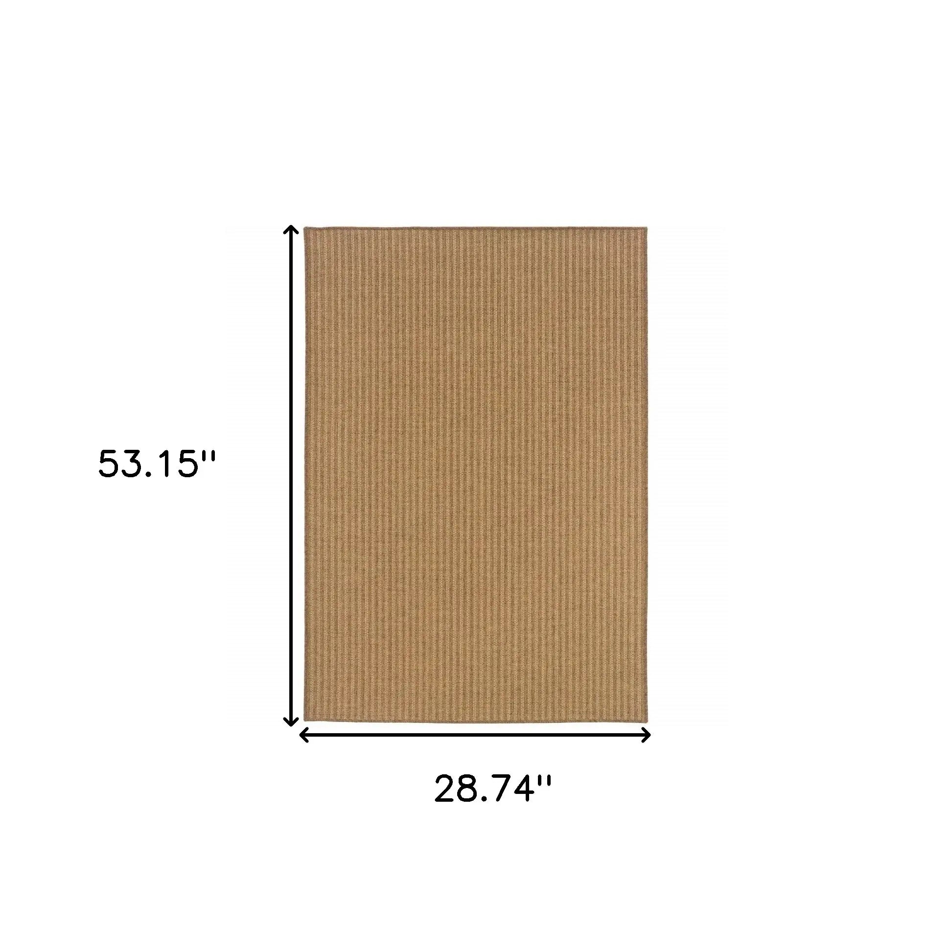 2' X 4' Tan Striped Stain Resistant Indoor Outdoor Area Rug - Homeroots - Flyclothing LLC