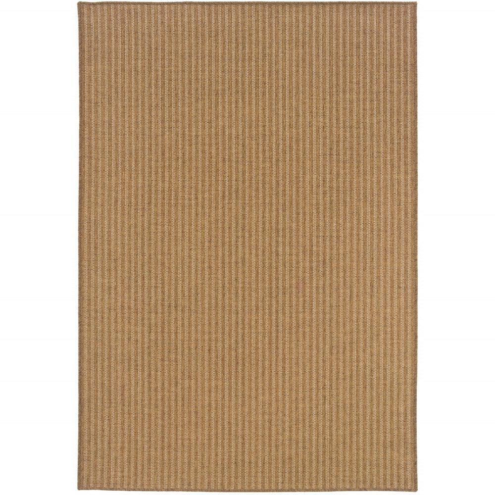 4' X 6' Tan Striped Stain Resistant Indoor Outdoor Area Rug