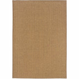 4' X 6' Tan Striped Stain Resistant Indoor Outdoor Area Rug