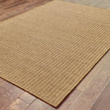 4' X 6' Tan Striped Stain Resistant Indoor Outdoor Area Rug