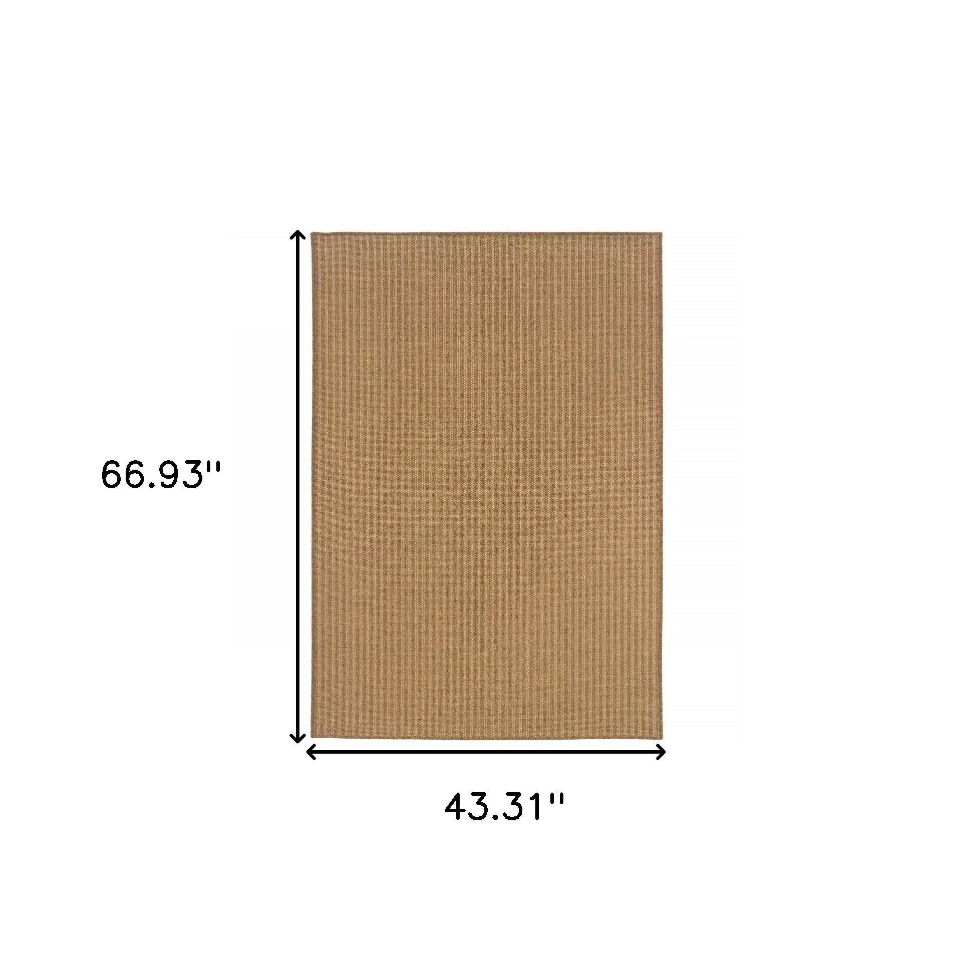 4' X 6' Tan Striped Stain Resistant Indoor Outdoor Area Rug - Homeroots - Flyclothing LLC
