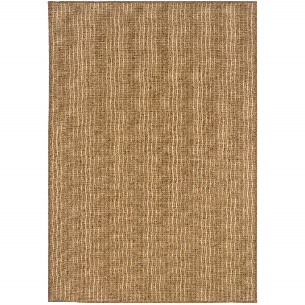 7' X 10' Tan Striped Stain Resistant Indoor Outdoor Area Rug - Homeroots - Flyclothing LLC