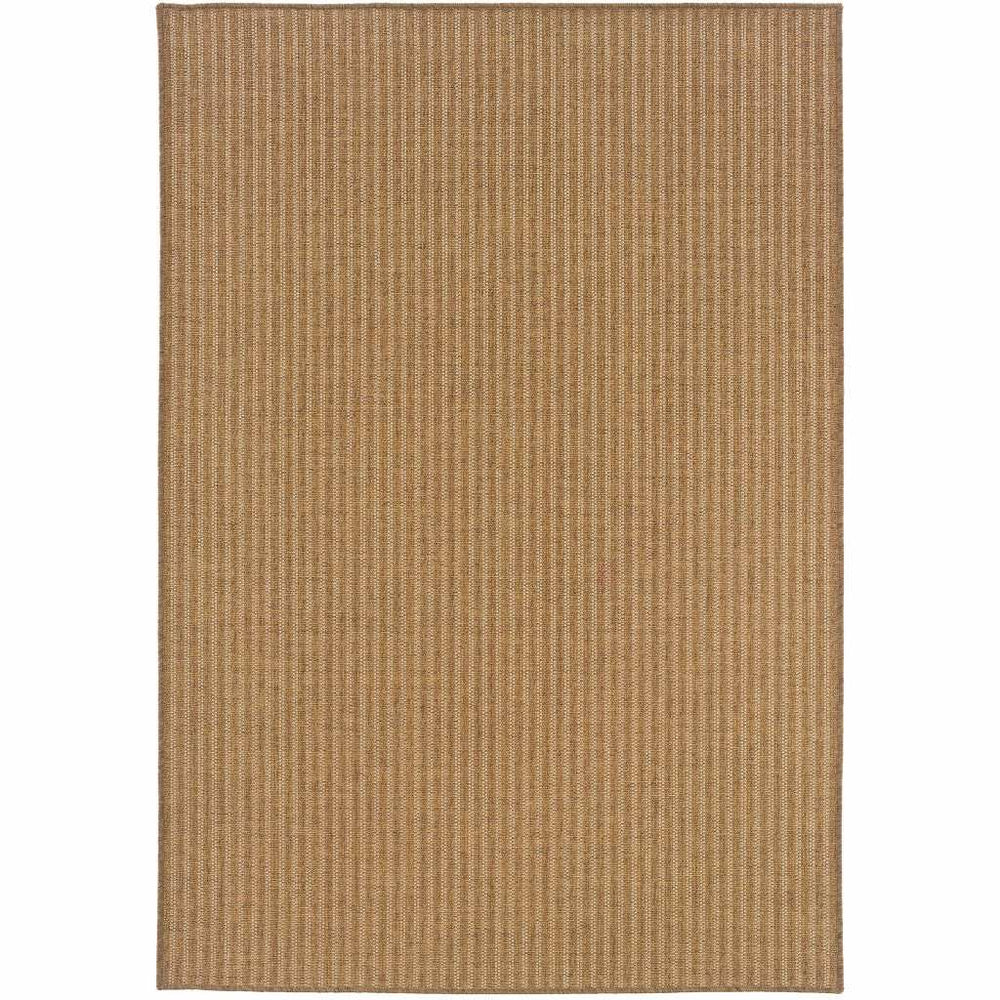 7' X 10' Tan Striped Stain Resistant Indoor Outdoor Area Rug - Homeroots - Flyclothing LLC