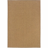 8' X 11' Tan Striped Stain Resistant Indoor Outdoor Area Rug - Homeroots - Flyclothing LLC