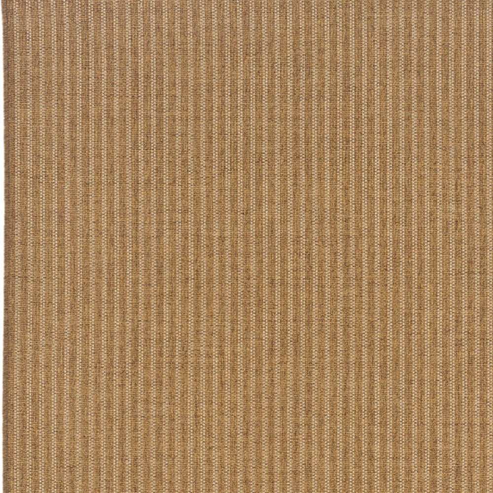 8' X 11' Tan Striped Stain Resistant Indoor Outdoor Area Rug - Homeroots - Flyclothing LLC