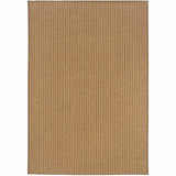 9' X 13' Tan Striped Stain Resistant Indoor Outdoor Area Rug - Homeroots - Flyclothing LLC