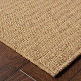 9' X 13' Tan Striped Stain Resistant Indoor Outdoor Area Rug - Homeroots - Flyclothing LLC