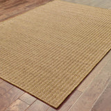 9' X 13' Tan Striped Stain Resistant Indoor Outdoor Area Rug - Homeroots - Flyclothing LLC