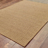 9' X 13' Tan Striped Stain Resistant Indoor Outdoor Area Rug - Homeroots - Flyclothing LLC