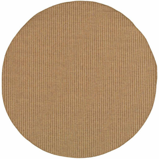 8' X 8' Tan Round Striped Stain Resistant Indoor Outdoor Area Rug - Homeroots - Flyclothing LLC