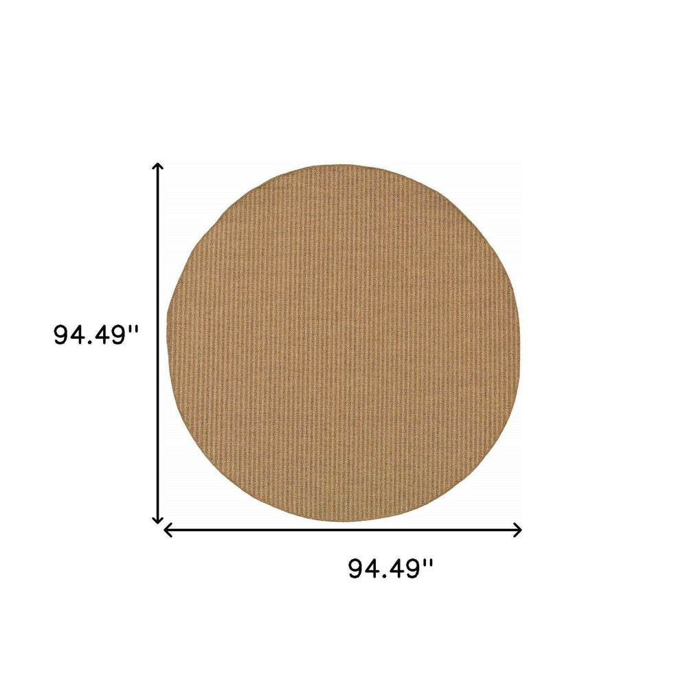 8' X 8' Tan Round Striped Stain Resistant Indoor Outdoor Area Rug - Homeroots - Flyclothing LLC