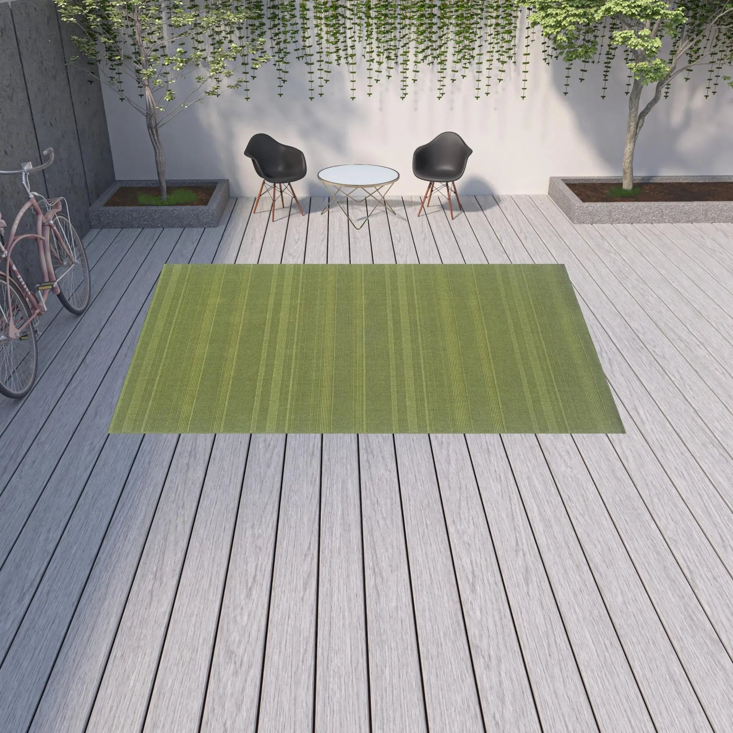 9' X 13' Green Stain Resistant Indoor Outdoor Area Rug - Homeroots - Flyclothing LLC