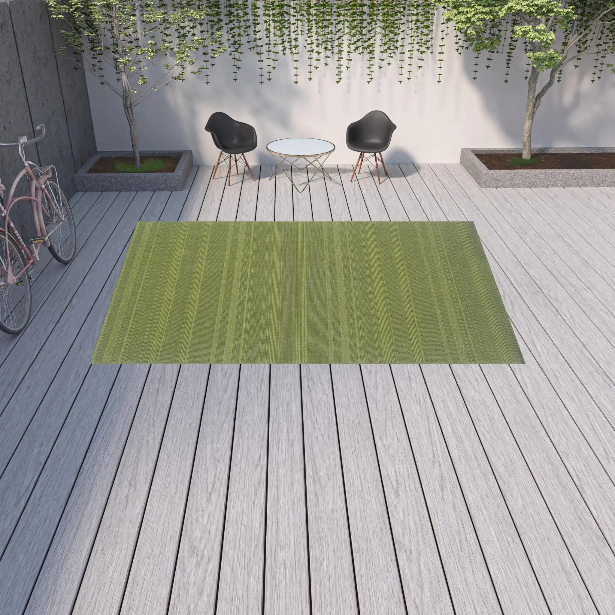 9' X 13' Green Stain Resistant Indoor Outdoor Area Rug - Homeroots - Flyclothing LLC