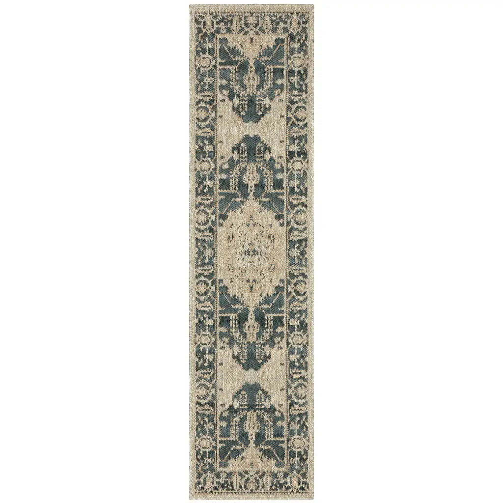 2' X 8' Gray Oriental Stain Resistant Indoor Outdoor Area Rug - Homeroots - Flyclothing LLC