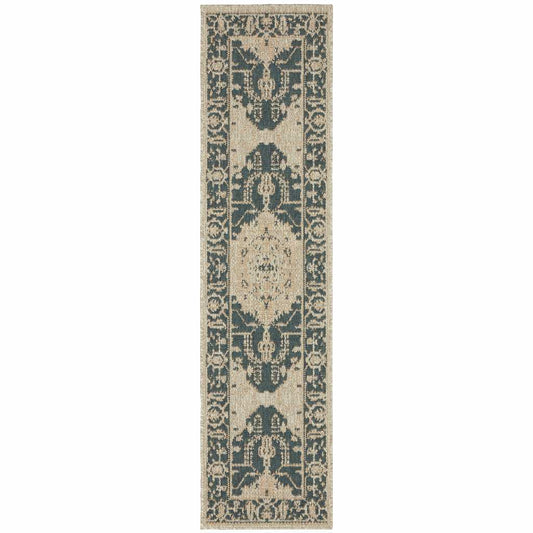 2' X 8' Gray Oriental Stain Resistant Indoor Outdoor Area Rug - Homeroots - Flyclothing LLC