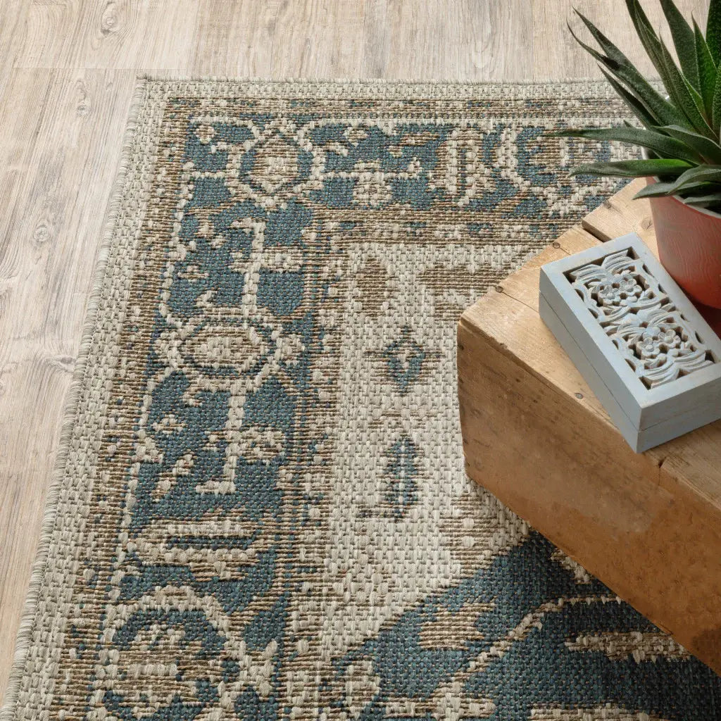 2' X 8' Gray Oriental Stain Resistant Indoor Outdoor Area Rug - Homeroots - Flyclothing LLC