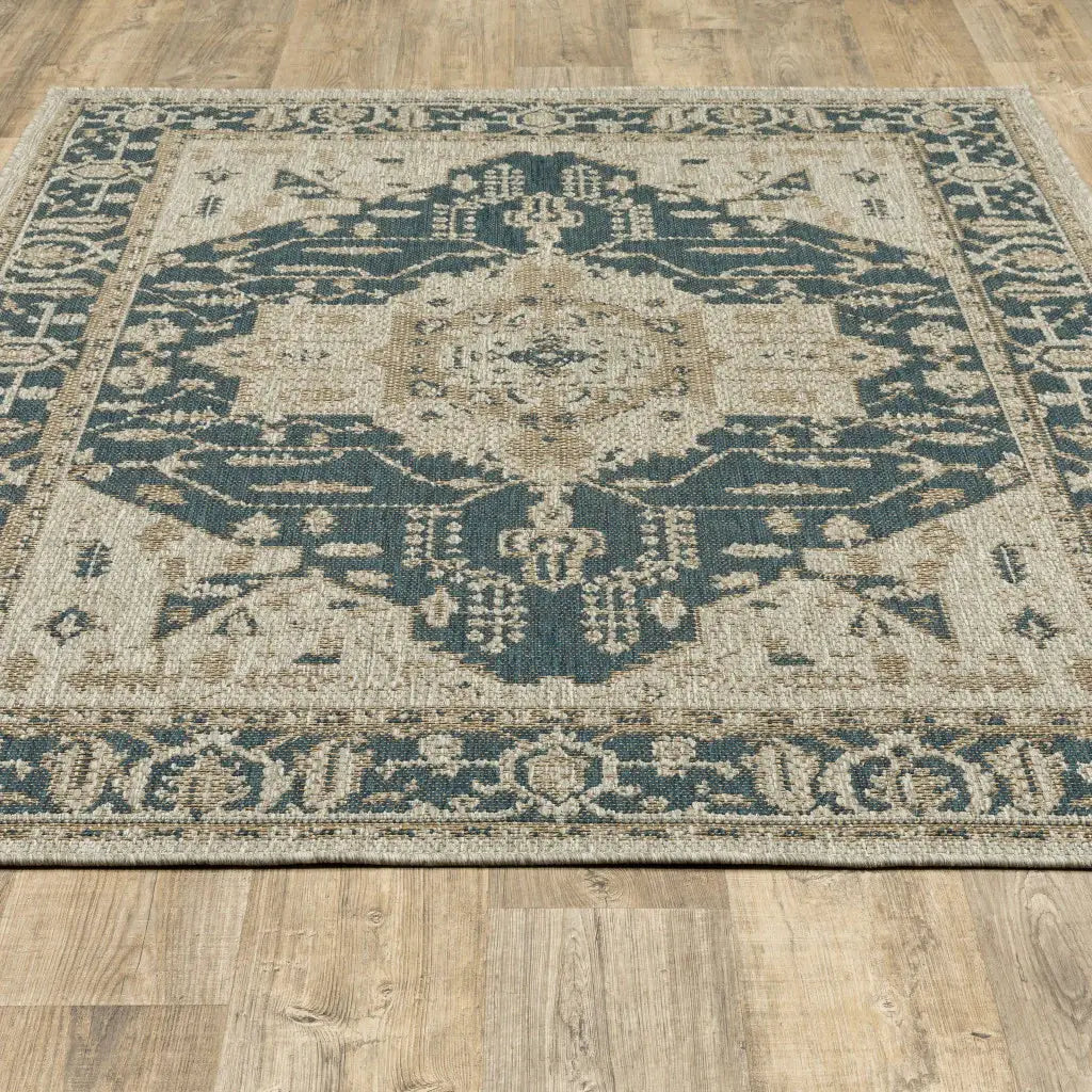 5' X 7' Gray Oriental Stain Resistant Indoor Outdoor Area Rug - Homeroots - Flyclothing LLC