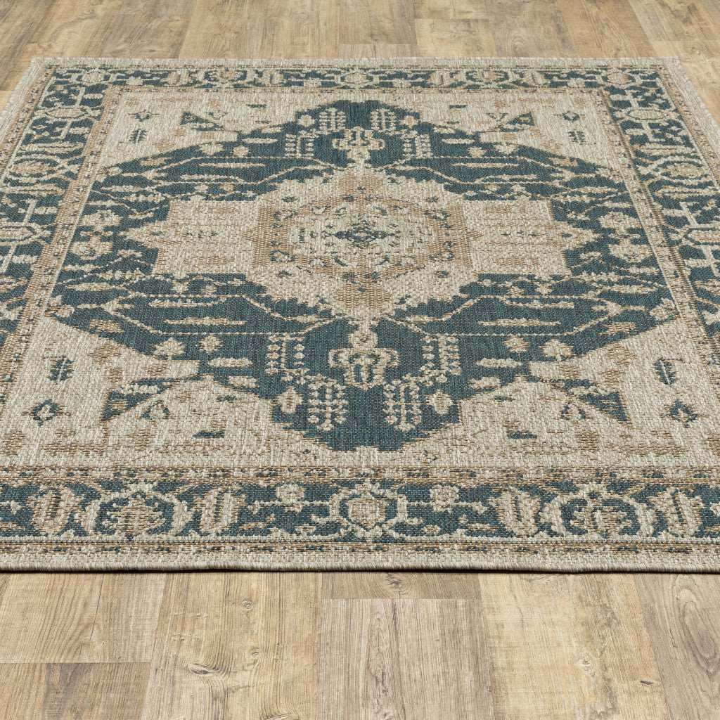 8' X 10' Gray Oriental Stain Resistant Indoor Outdoor Area Rug - Homeroots - Flyclothing LLC