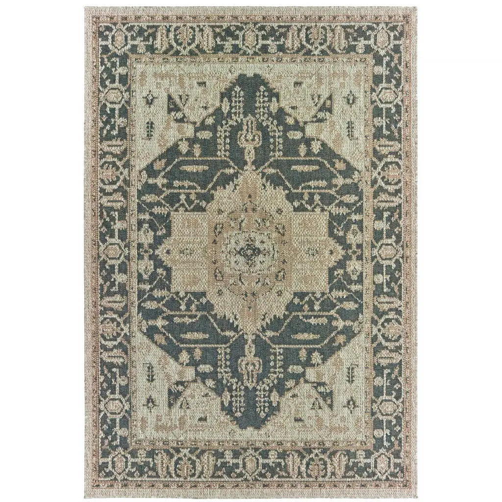 10' X 13' Gray Oriental Stain Resistant Indoor Outdoor Area Rug - Homeroots - Flyclothing LLC