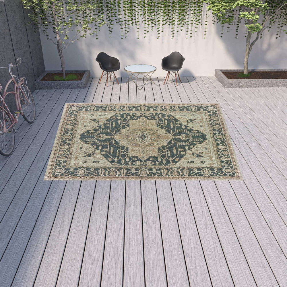 10' X 13' Gray Oriental Stain Resistant Indoor Outdoor Area Rug - Homeroots - Flyclothing LLC