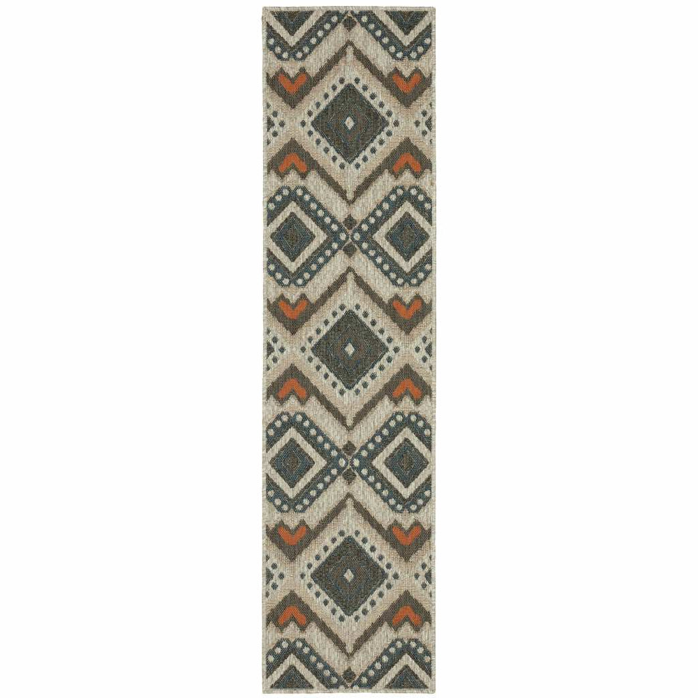 2' X 8' Gray Geometric Stain Resistant Indoor Outdoor Area Rug - Homeroots - Flyclothing LLC