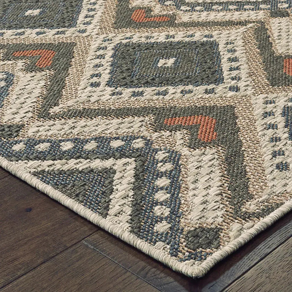 2' X 8' Gray Geometric Stain Resistant Indoor Outdoor Area Rug - Homeroots - Flyclothing LLC