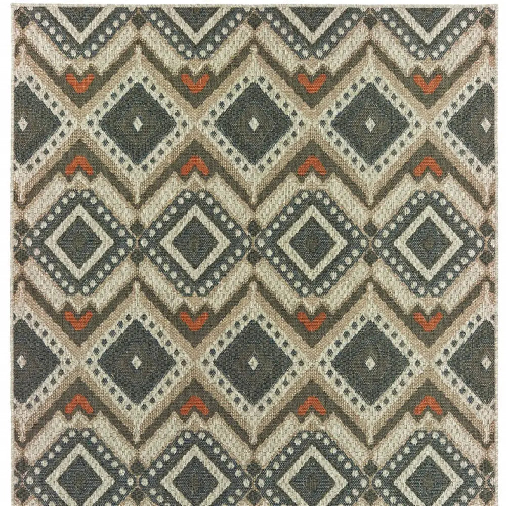 5' X 7' Gray Geometric Stain Resistant Indoor Outdoor Area Rug - Homeroots - Flyclothing LLC