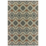 8' x 10' Gray Geometric Stain Resistant Indoor Outdoor Area Rug - Homeroots - Flyclothing LLC