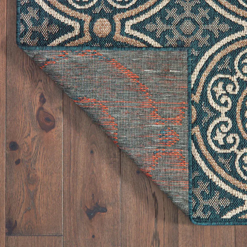 2' X 8' Blue and Gray Geometric Stain Resistant Indoor Outdoor Area Rug - Homeroots - Flyclothing LLC