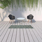 2' X 8' Blue and Gray Geometric Stain Resistant Indoor Outdoor Area Rug - Homeroots - Flyclothing LLC