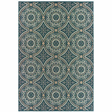 5' X 7' Blue and Gray Geometric Stain Resistant Indoor Outdoor Area Rug - Homeroots - Flyclothing LLC