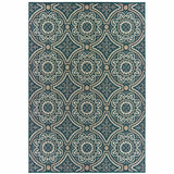 7' X 9' Blue and Gray Geometric Stain Resistant Indoor Outdoor Area Rug - Homeroots - Flyclothing LLC