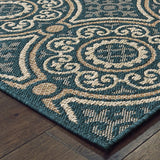 8' x 10' Blue and Gray Geometric Stain Resistant Indoor Outdoor Area Rug - Homeroots
